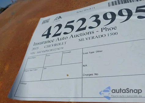 2015 Chevrolet Silverado 1500 Ls из США, поврежденный, VIN 1GCVKPEC0FZ274279